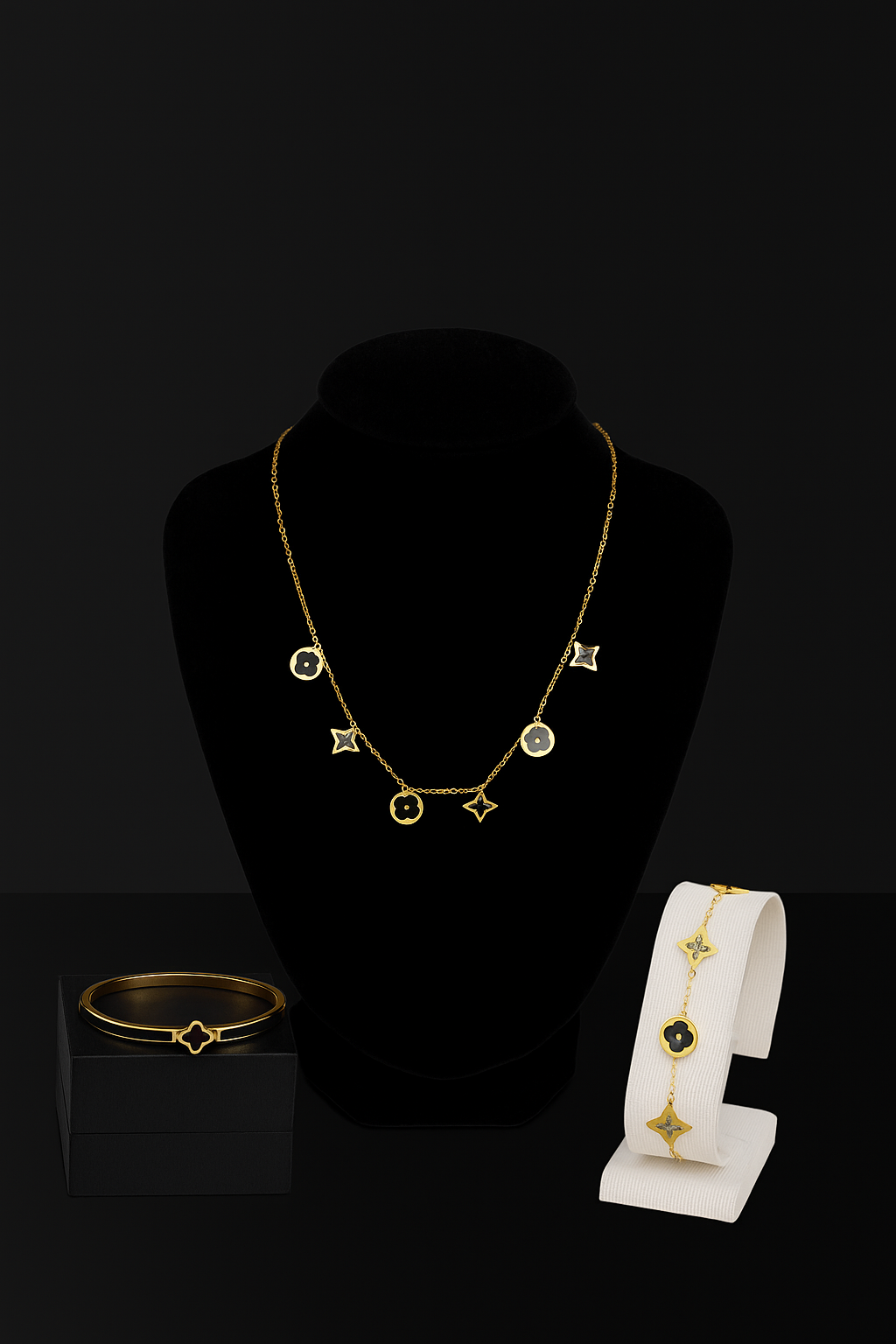 🌟💎 Golden Starlight Set  : Chain & bracelet & bangle