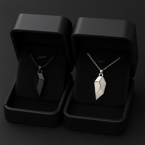 Magnetic Heart Couple Necklace – Dual Charm Edition