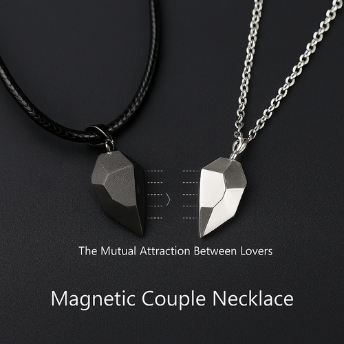 Magnetic Heart Couple Necklace – Dual Charm Edition