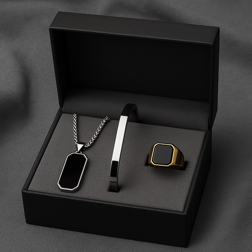 Black Onyx Trio – Premium Men’s Jewelry Gift Set