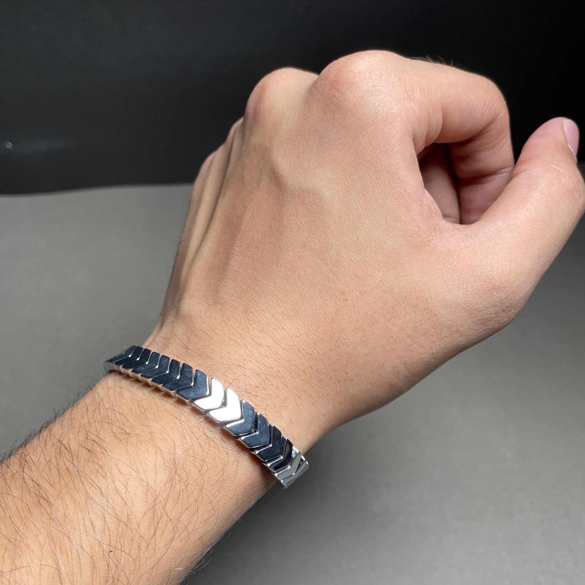 Chevron Bracelet– Silver Colour