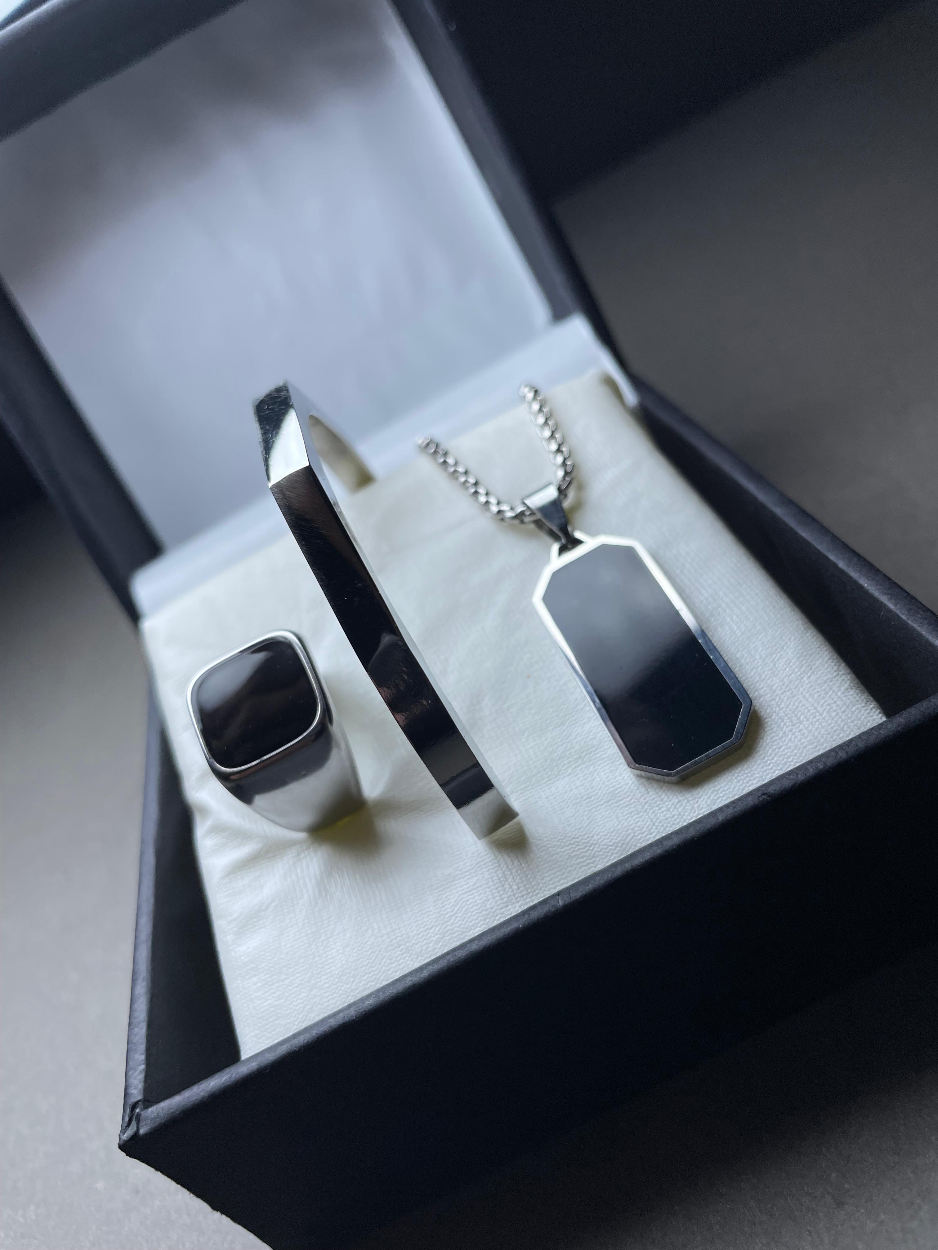 Black Onyx Trio – Premium Men’s Jewelry Gift Set